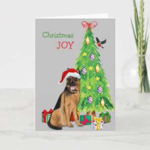 Cartes Pour Fêtes Annuelles Cute Père Noël Berger Allemand Chien et Arbre de N