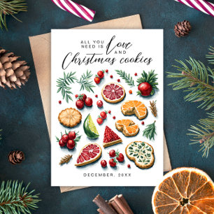 Cartes Pour Fêtes Annuelles Cute Père Noël Love And Cookies Rouge Vert Aquarel