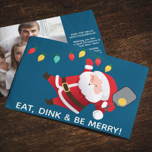 Cartes Pour Fêtes Annuelles Cute Pickleball Père Noël Blue Christmas Photo