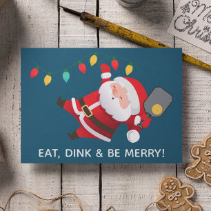 Cartes Pour Fêtes Annuelles Cute Pickleball Père Noël Blue Christmas Photo