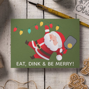 Cartes Pour Fêtes Annuelles Cute Pickleball Père Noël Green Christmas Photo