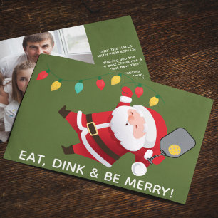 Cartes Pour Fêtes Annuelles Cute Pickleball Père Noël Green Christmas Photo