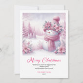 Cartes Pour Fêtes Annuelles Cute Pink Snowman Kids Download Christmas Greeting (Devant)