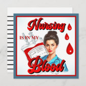 Cartes Pour Fêtes Annuelles Cute Pinup_ Soins infirmiers dans mon sang (Devant / Derrière)