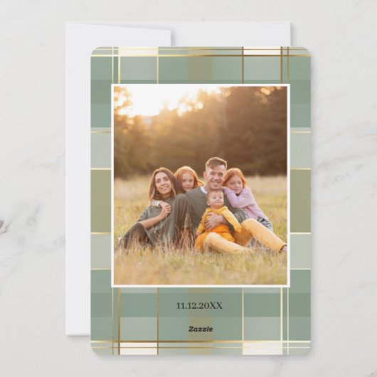 Cartes Pour Fêtes Annuelles Cute Plaid Christmas Card with Family Photo (Dos)