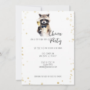 Cartes Pour Fêtes Annuelles Cute Raccoon au Champagne Soirée du Nouvel An