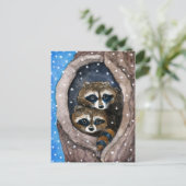 Cartes Pour Fêtes Annuelles Cute raccoons snow (Debout devant)