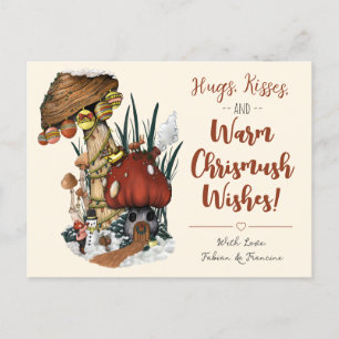 Cartes Pour Fêtes Annuelles Cute Red Mushroom House Christmas Holiday Posté