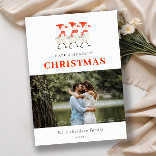 Cartes Pour Fêtes Annuelles Cute Red Winter Quacking Christmas Canards Photo