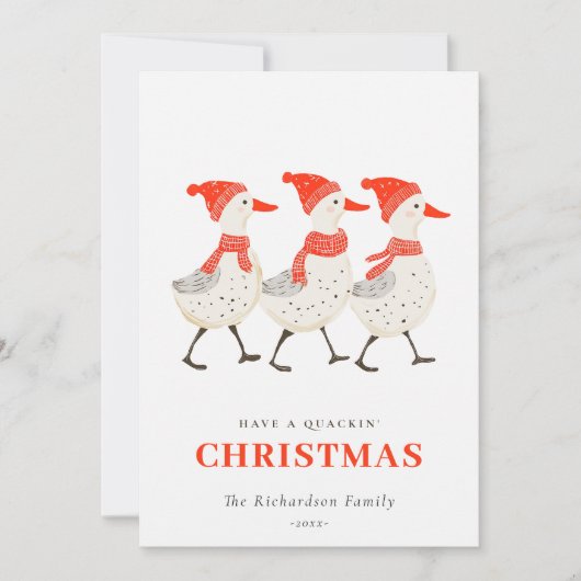 Cartes Pour Fêtes Annuelles Cute Red Winter Quacking Christmas Canards Photo (Devant)