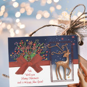 Cartes Pour Fêtes Annuelles Cute renne rouge Bow bleu et blanc