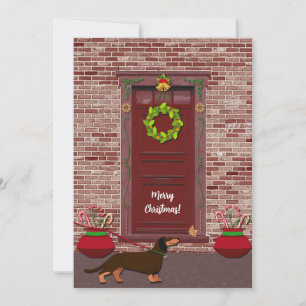 Cartes Pour Fêtes Annuelles Cute Retro Dachshund Chien Appartement de Noël