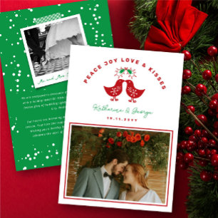 Cartes Pour Fêtes Annuelles Cute Retro Embrasser Poussins Paix Joy Amour Baise