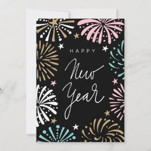 Cartes Pour Fêtes Annuelles Cute Retro Pastel Bonne Année