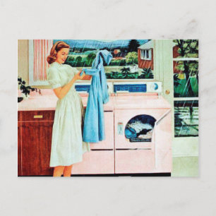 Cartes Pour Fêtes Annuelles Cute retro vintage cleaning housewife