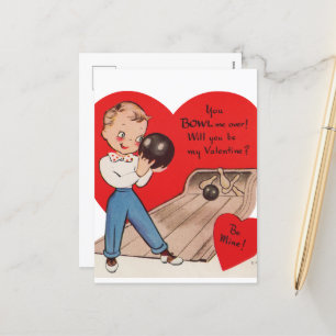 Cartes Pour Fêtes Annuelles Cute retro vintage Valentine bowling