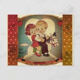 Cartes Pour Fêtes Annuelles Cute Retro Vintage Valentine Enfants Cheval