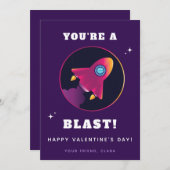 Cartes Pour Fêtes Annuelles Cute Rocket Spaciliale Kids School Valentine's Day (Devant / Derrière)