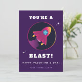 Cartes Pour Fêtes Annuelles Cute Rocket Spaciliale Kids School Valentine's Day (Debout devant)
