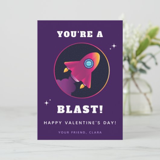 Cartes Pour Fêtes Annuelles Cute Rocket Spaciliale Kids School Valentine's Day (Debout devant)