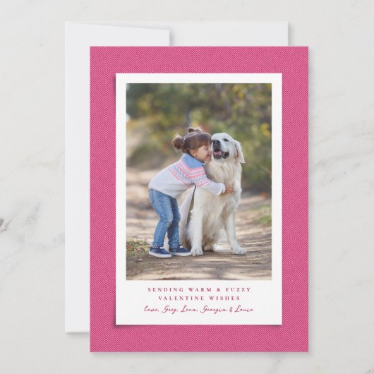 Cartes Pour Fêtes Annuelles Cute rose chaude fuzzy Valentine's Day photo anima (Devant)