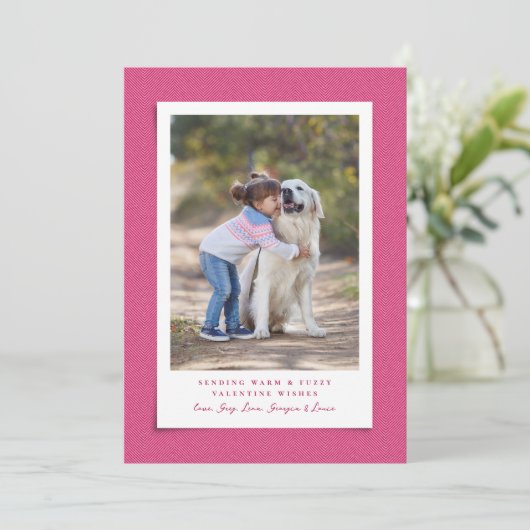 Cartes Pour Fêtes Annuelles Cute rose chaude fuzzy Valentine's Day photo anima (Debout devant)