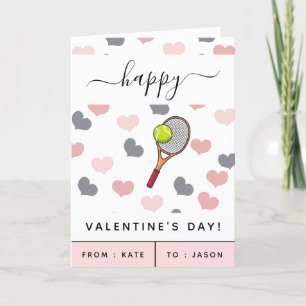 Cartes Pour Fêtes Annuelles Cute Rose Coeur & Tennis Racket Motif Valentine