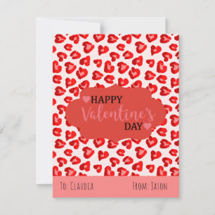 Cartes Pour Fêtes Annuelles Cute Rose & Rouge Leopard Hearts Enfants Salle de 