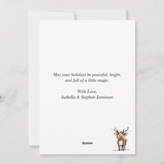 Cartes Pour Fêtes Annuelles Cute Rudolph Reindeer Sketch Merry Christmas (Dos)