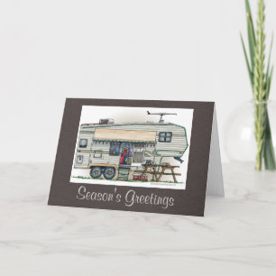 Cartes Pour Fêtes Annuelles Cute RV Camper 5e roues Vintage Trailer de voyage
