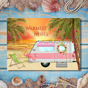 Cartes Pour Fêtes Annuelles Cute RV Camper Warmest Warmest Beach Noël