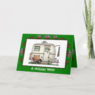 Cartes Pour Fêtes Annuelles Cute RV Vintage Glass Egg Camper Trailer Holiday
