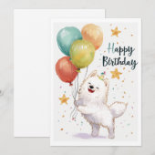 Cartes Pour Fêtes Annuelles Cute Samoyed Joyeux anniversaire (Devant / Derrière)