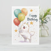 Cartes Pour Fêtes Annuelles Cute Samoyed Joyeux anniversaire (Debout devant)