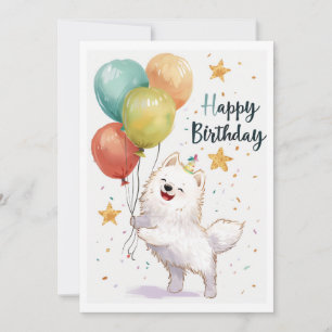 Cartes Pour Fêtes Annuelles Cute Samoyed Joyeux anniversaire
