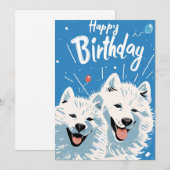 Cartes Pour Fêtes Annuelles Cute Samoyed Joyeux anniversaire (Devant / Derrière)