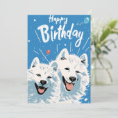 Cartes Pour Fêtes Annuelles Cute Samoyed Joyeux anniversaire (Debout devant)