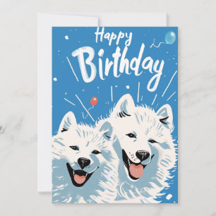 Cartes Pour Fêtes Annuelles Cute Samoyed Joyeux anniversaire