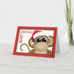 Cartes Pour Fêtes Annuelles Cute Santa Hat Monkey "Merry Christmas" Card<br><div class="desc">Cute Santa Hat Monkey "Merry Christmas" Card. Customize inside text or leave blank. #christmas</div>