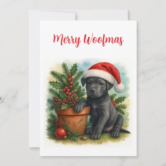 Cartes Pour Fêtes Annuelles Cute Santa Puppy Merry Woofmas Christmas (Devant)