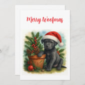 Cartes Pour Fêtes Annuelles Cute Santa Puppy Merry Woofmas Christmas (Devant / Derrière)