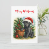 Cartes Pour Fêtes Annuelles Cute Santa Puppy Merry Woofmas Christmas (Debout devant)