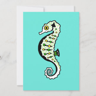 Cartes Pour Fêtes Annuelles Cute SEAHORSE - Faune - Nature -Turquoise