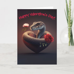Cartes Pour Fêtes Annuelles Cute serpent aux fleurs pour la Saint-Valentin