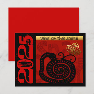 Cartes Pour Fêtes Annuelles Cute Snake chinois Année 2025 Zodiac Anniversaire 