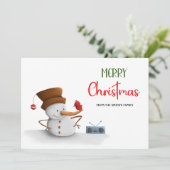 Cartes Pour Fêtes Annuelles Cute Snowman Dance Radio Noël (Debout devant)