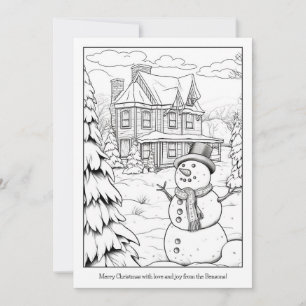 Cartes Pour Fêtes Annuelles Cute Snowman Famille Accueil Art Coloration Noël