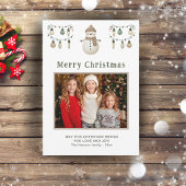 Cartes Pour Fêtes Annuelles Cute Snowman Joyeux Noël Photo de famille