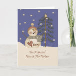 Cartes Pour Fêtes Annuelles Cute Snowman Noël Nièce & Partenaire<br><div class="desc">carte</div>