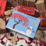 Cartes Pour Fêtes Annuelles Cute Snowman Regarde la Lune<br><div class="desc">Voir plus Designs de Noël par Sandra</div>